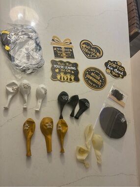 Gold, Black, White Farewell Party Balloon and Decorations Set coworker leaving